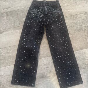 Katie J NYC Black Studded Straight Leg Jeans